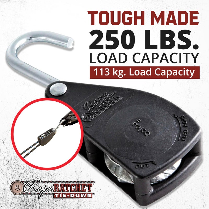 Rope Ratchet 3/8" Tie Down Pulley Hanger, Ratchet Only, No Rope Included - Heavy Duty Locking Mechanism, Tightener for Shade Sails, Hammocks, Canopy Anchoring, Garden Hoisting, Outdoor Use, 250 lbs - Image 2